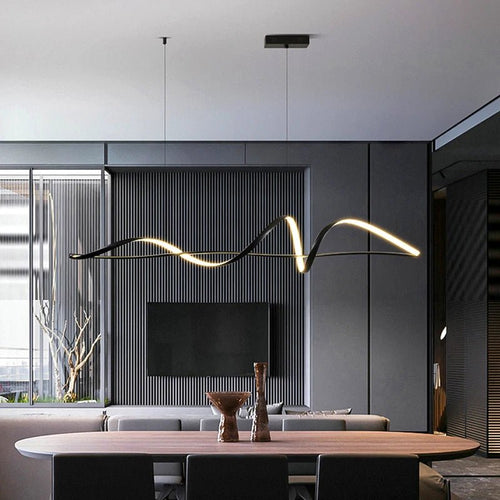 Luminaire Suspension Design Ondulée Vague Moderne Aluminium — 3 Finitions