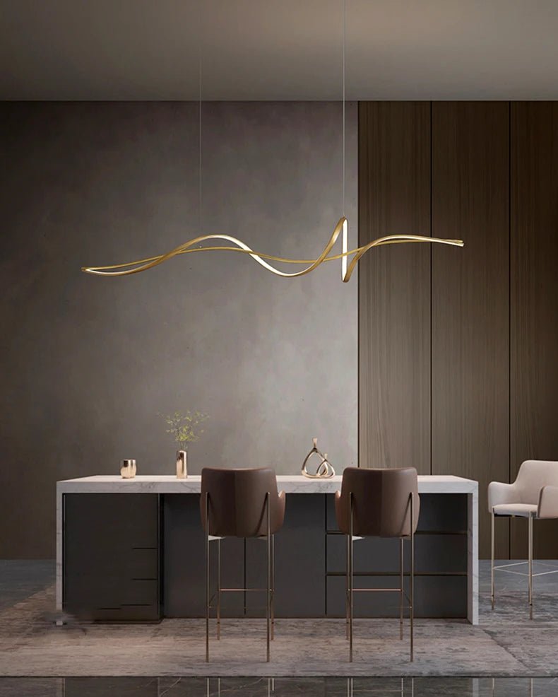 Luminaire Suspension Design Ondulée Vague Moderne Aluminium — 3 Finitions