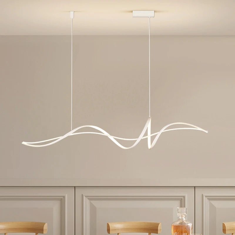 Luminaire Suspension Design Ondulée Vague Moderne Aluminium — 3 Finitions
