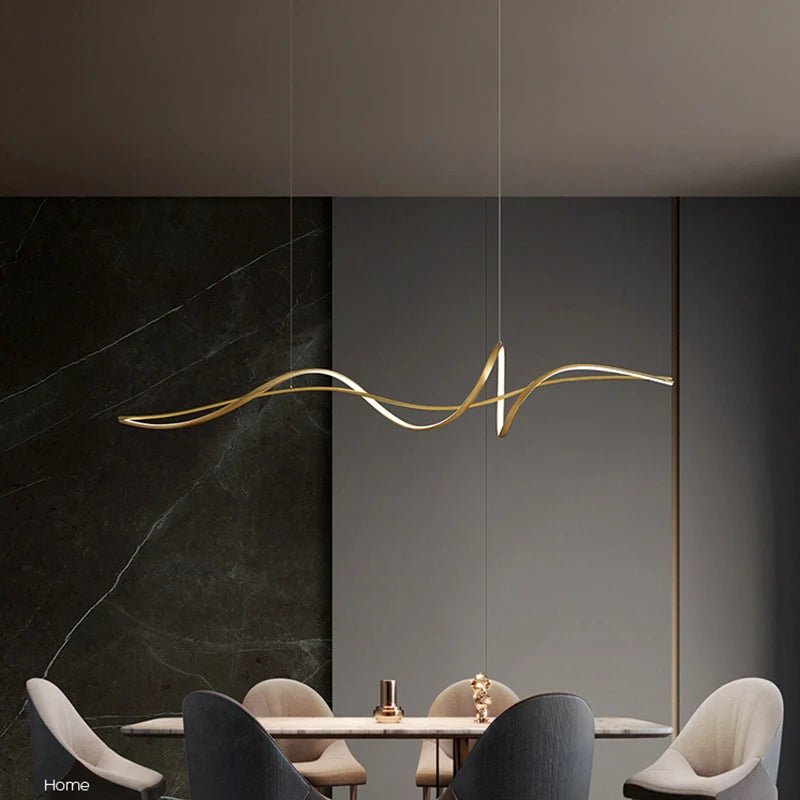 Luminaire Suspension Design Ondulée Vague Moderne Aluminium — 3 Finitions