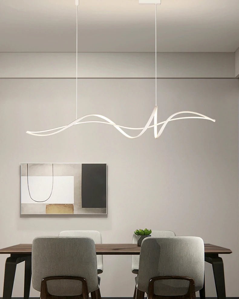 Luminaire Suspension Design Ondulée Vague Moderne Aluminium — 3 Finitions