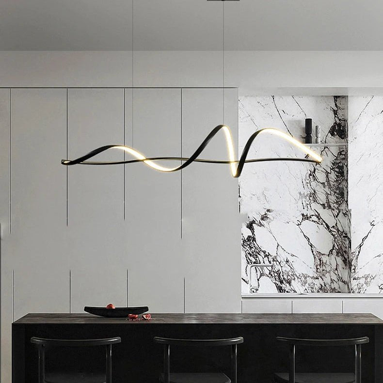 Luminaire Suspension Design Ondulée Vague Moderne Aluminium — 3 Finitions