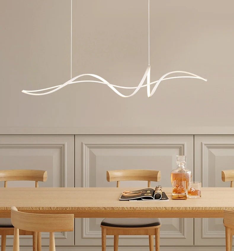 Luminaire Suspension Design Ondulée Vague Moderne Aluminium — 3 Finitions