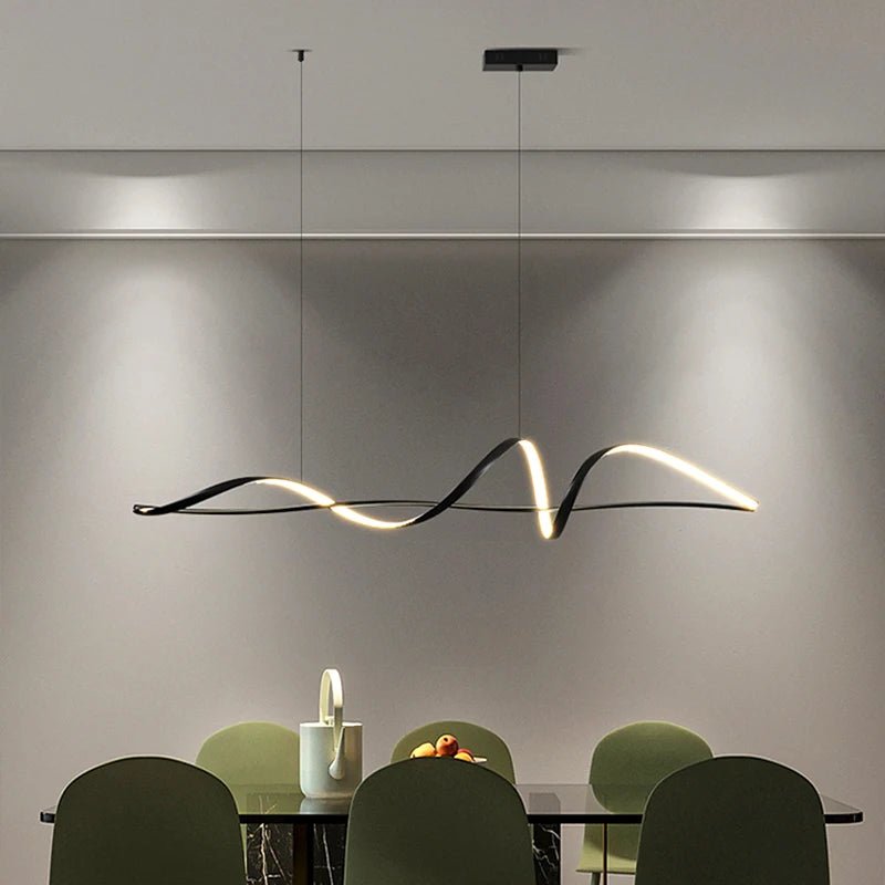 Luminaire Suspension Design Ondulée Vague Moderne Aluminium — 3 Finitions