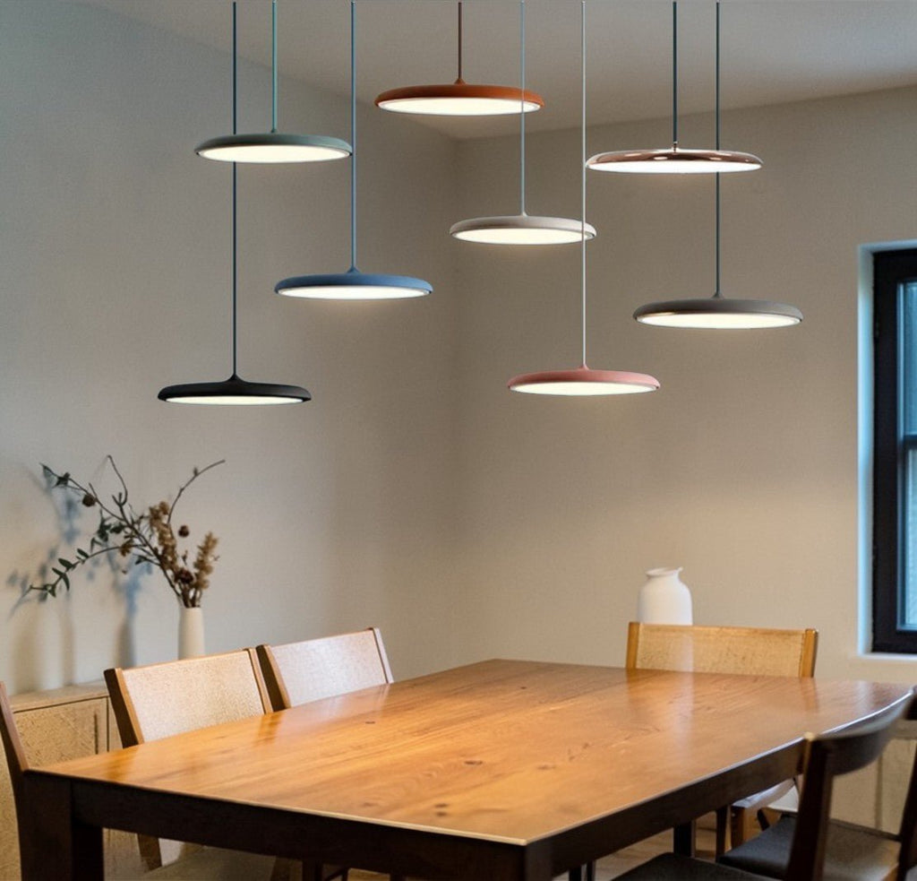 Luminaire Suspension Design Disque Plat Minimaliste Aluminium — 4 Finitions