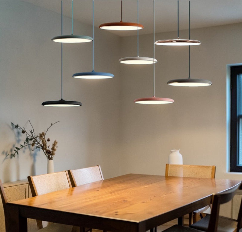 Luminaire Suspension Design Disque Plat Minimaliste Aluminium — 4 Finitions