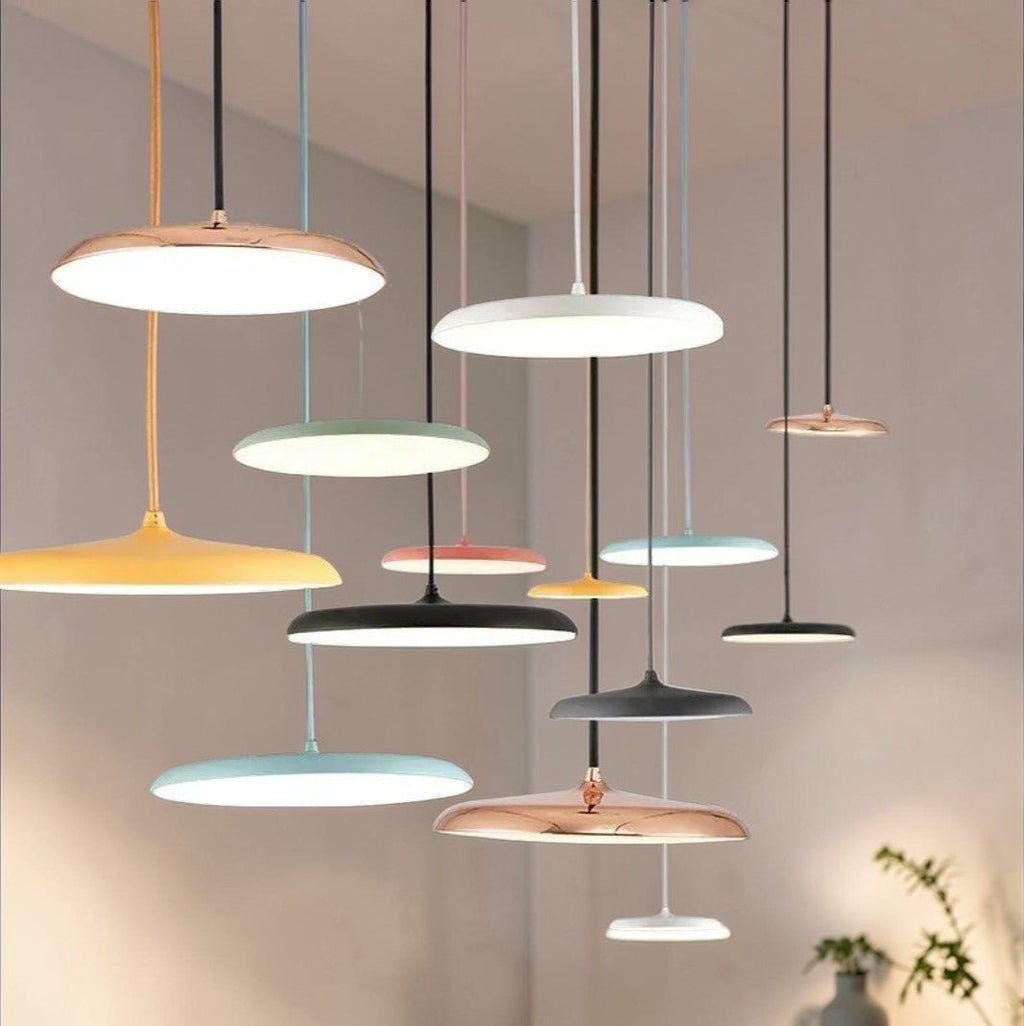 Luminaire Suspension Design Disque Plat Minimaliste Aluminium — 4 Finitions