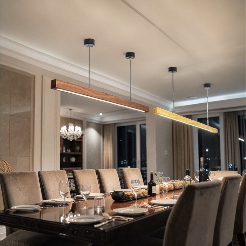 Suspension Luminaire Bois Linéaire LED