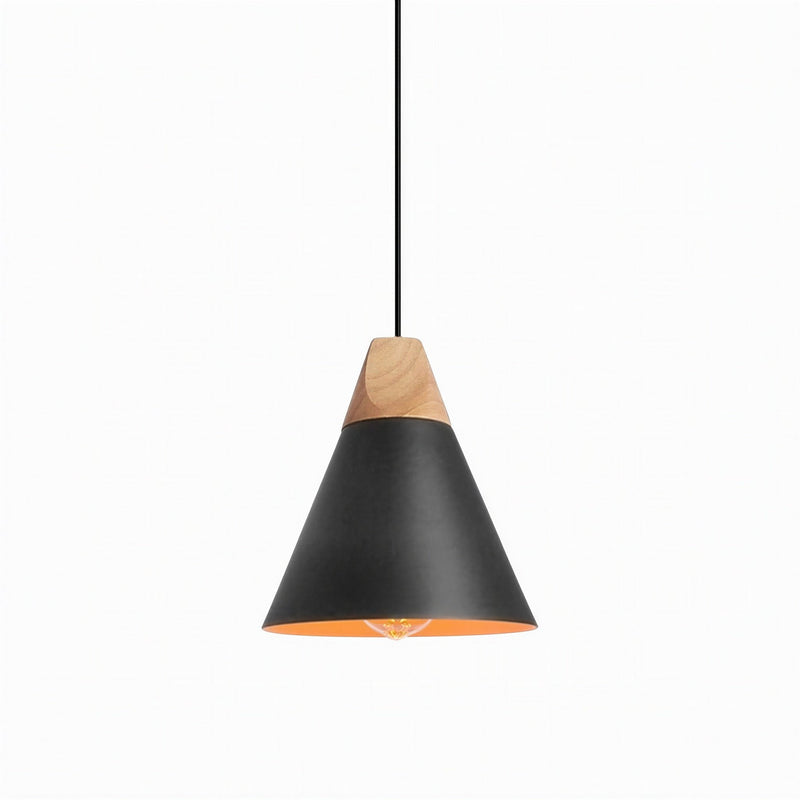 Suspension Luminaire Bois Conique & Métal