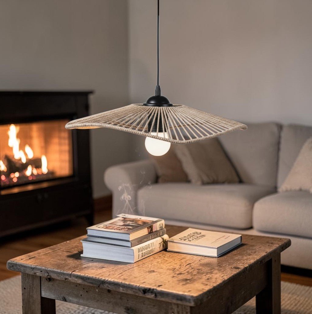 Suspension Luminaire Design Abat-Jour Boho Naturel Tressé