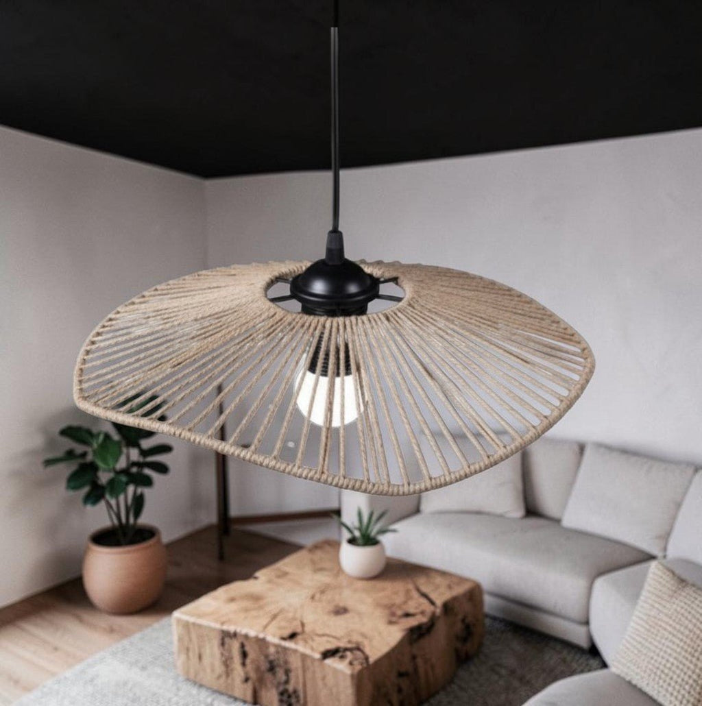 Suspension Luminaire Design Abat-Jour Boho Naturel Tressé