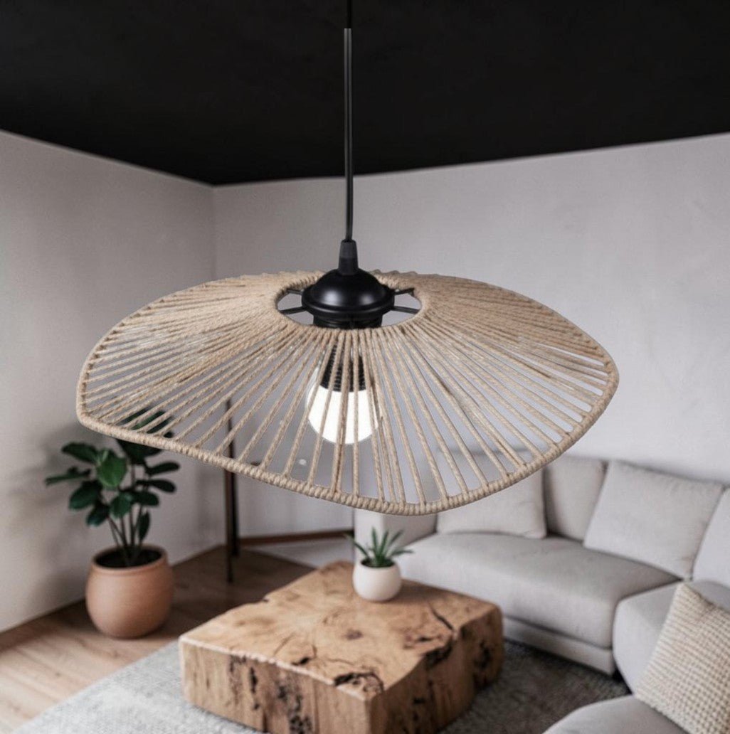 Suspension Luminaire Design Abat-Jour Boho Naturel Tressé