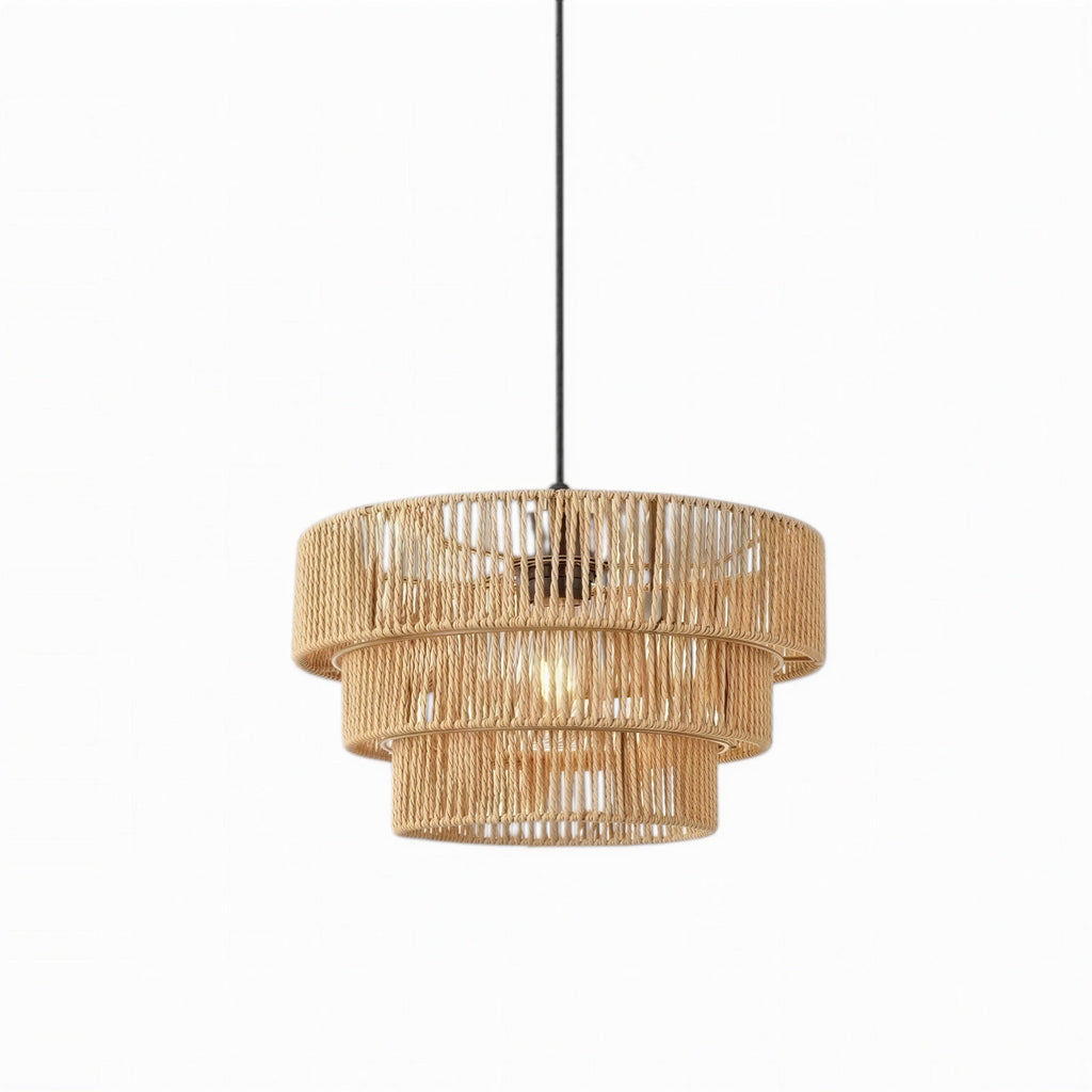 Suspension Luminaire Design Abat-Jour Rotin Tressé Bohème
