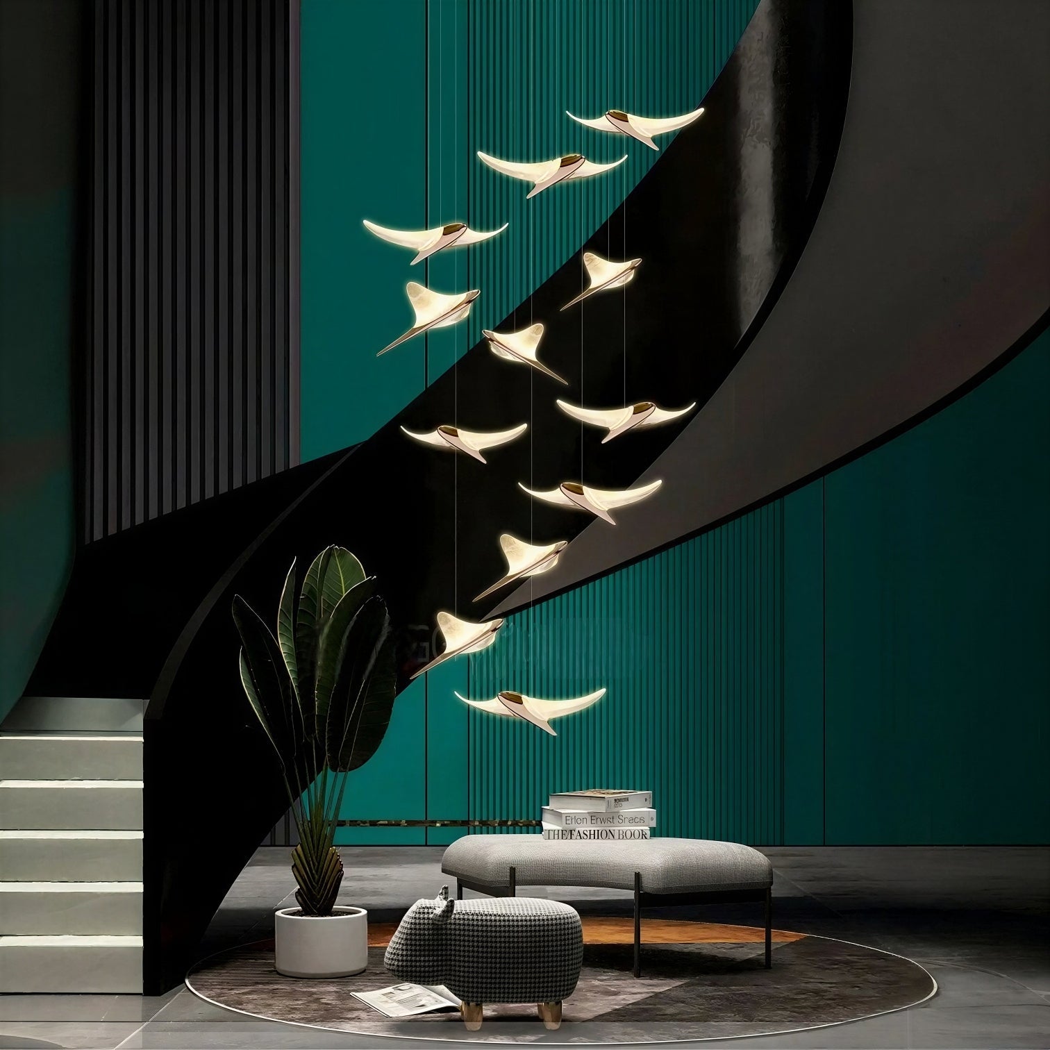 Suspension Luminaire Design Acrylique LED Moderne — 1 à 18 Sources | Aluminium & Variateur