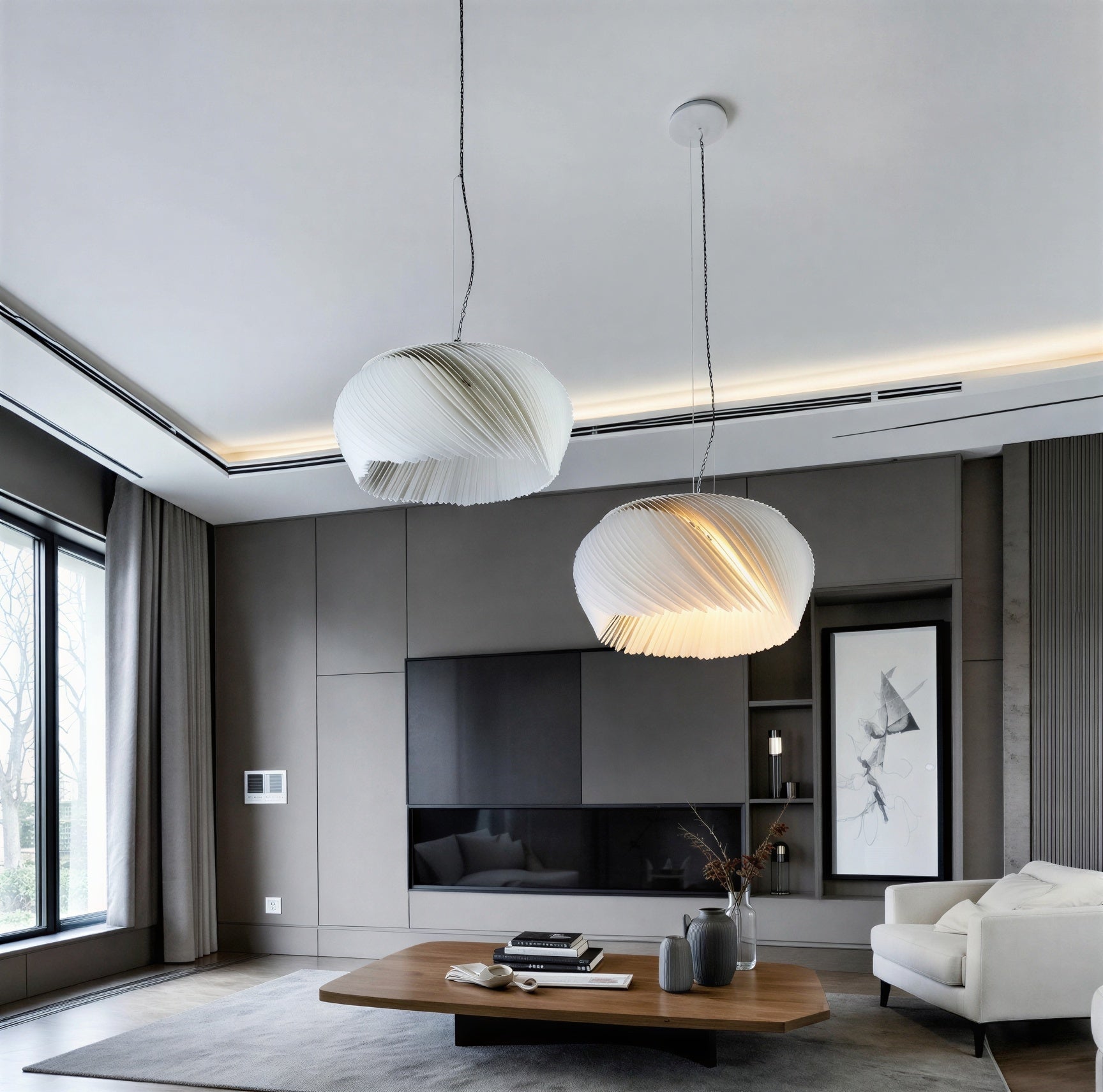 Suspension Luminaire Design Acrylique Parchemin Moderne