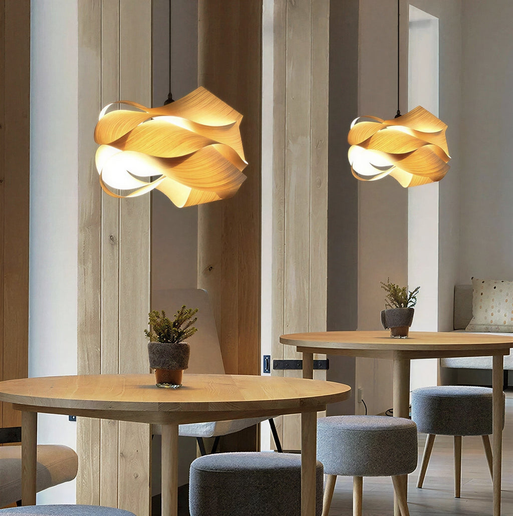 Suspension Luminaire Design Bambou Bois Foncé  — Style Asie | D45 ou D60 cm