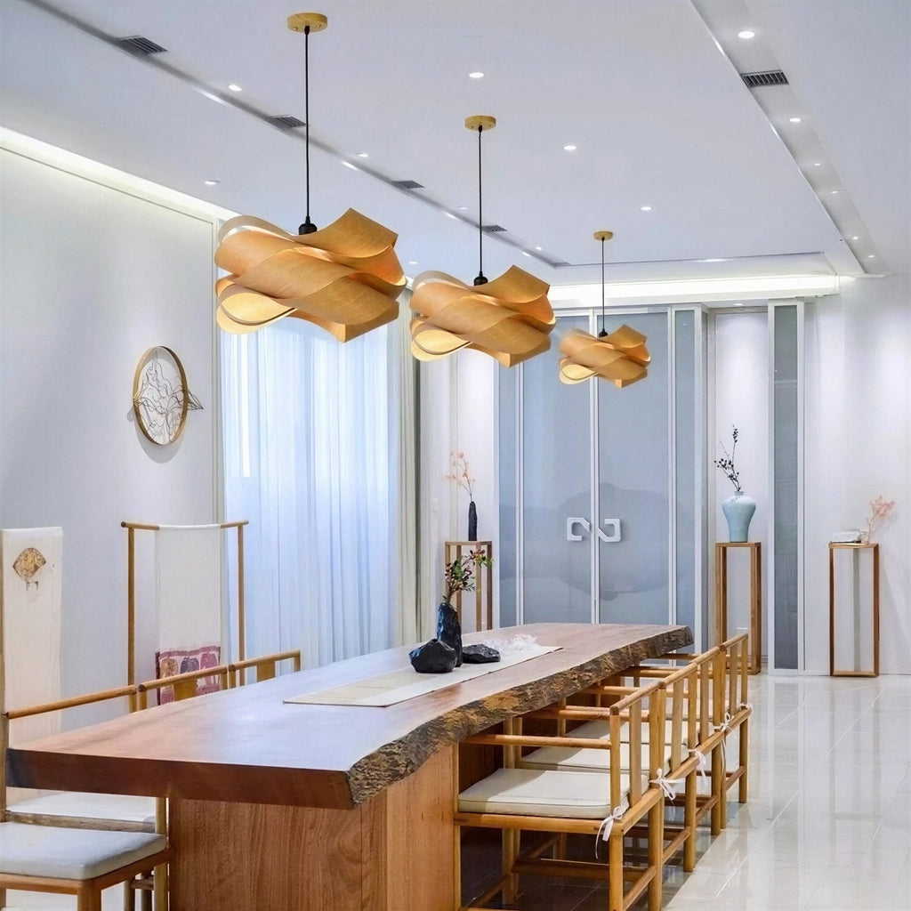 Suspension Luminaire Design Bambou Bois Foncé  — Style Asie | D45 ou D60 cm