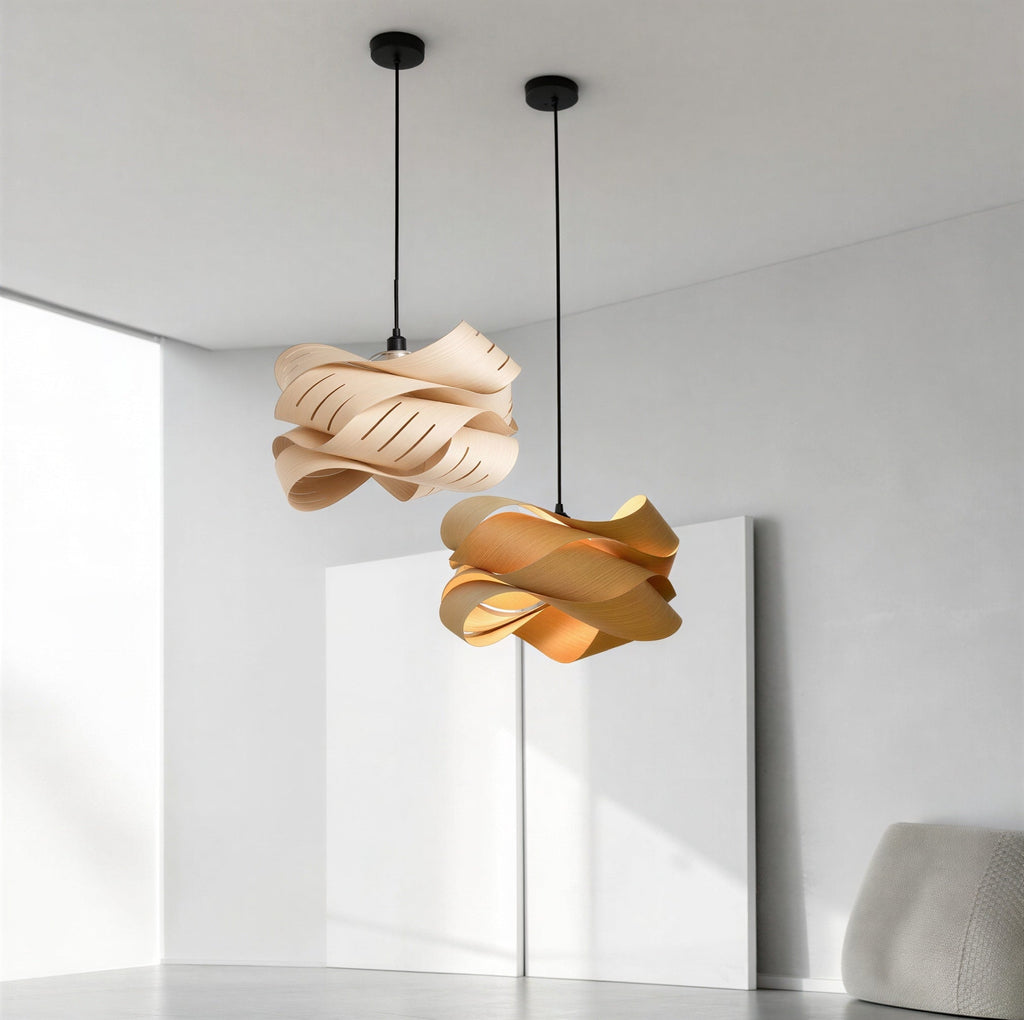 Suspension Luminaire Design Bambou Bois Foncé  — Style Asie | D45 ou D60 cm