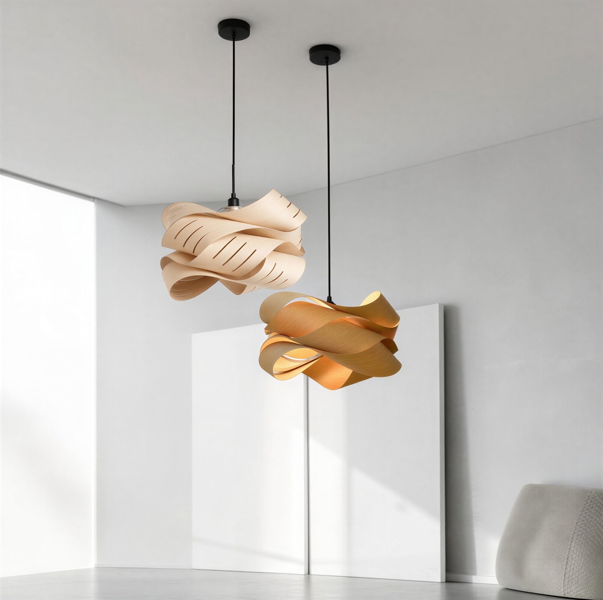 Suspension Luminaire Design Bambou Bois Foncé  — Style Asie | D45 ou D60 cm