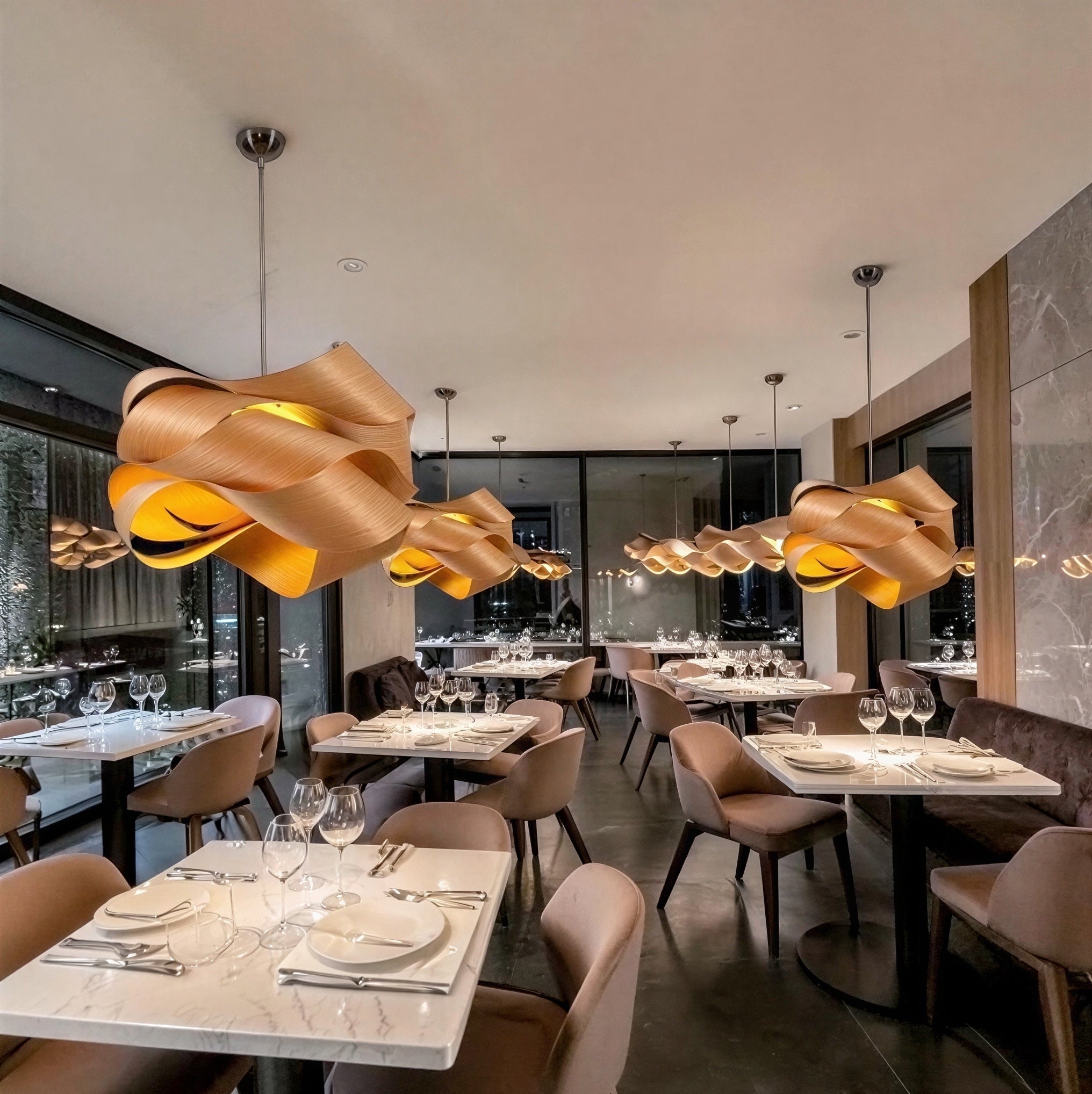 Suspension Luminaire Design Bambou Bois Foncé  — Style Asie | D45 ou D60 cm