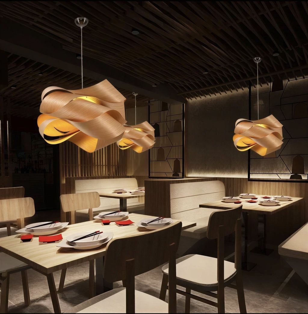 Suspension Luminaire Design Bambou Bois Foncé  — Style Asie | D45 ou D60 cm