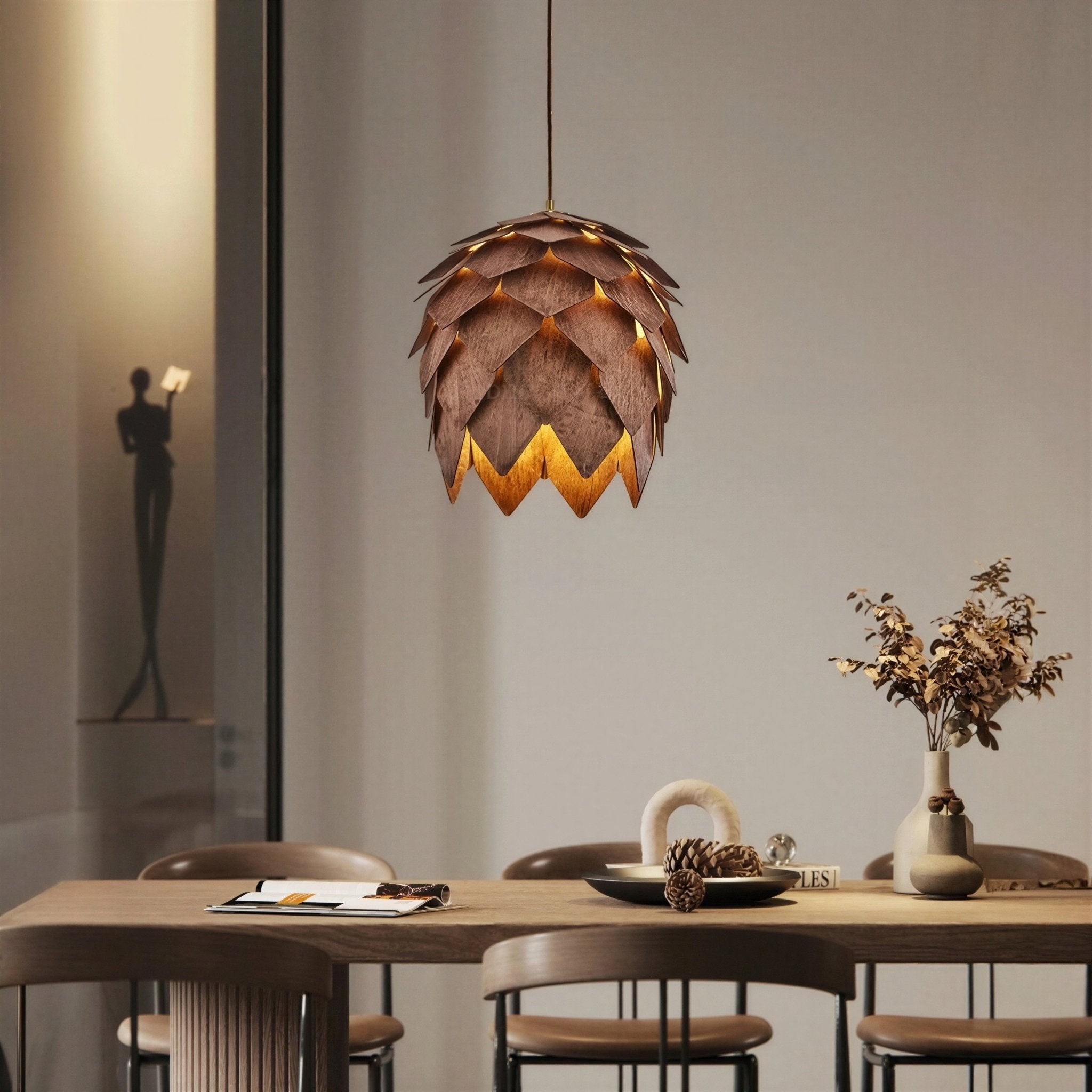 Suspension Luminaire Design Bois Massif Cône Nordique — 4 Tailles | 3 Couleurs