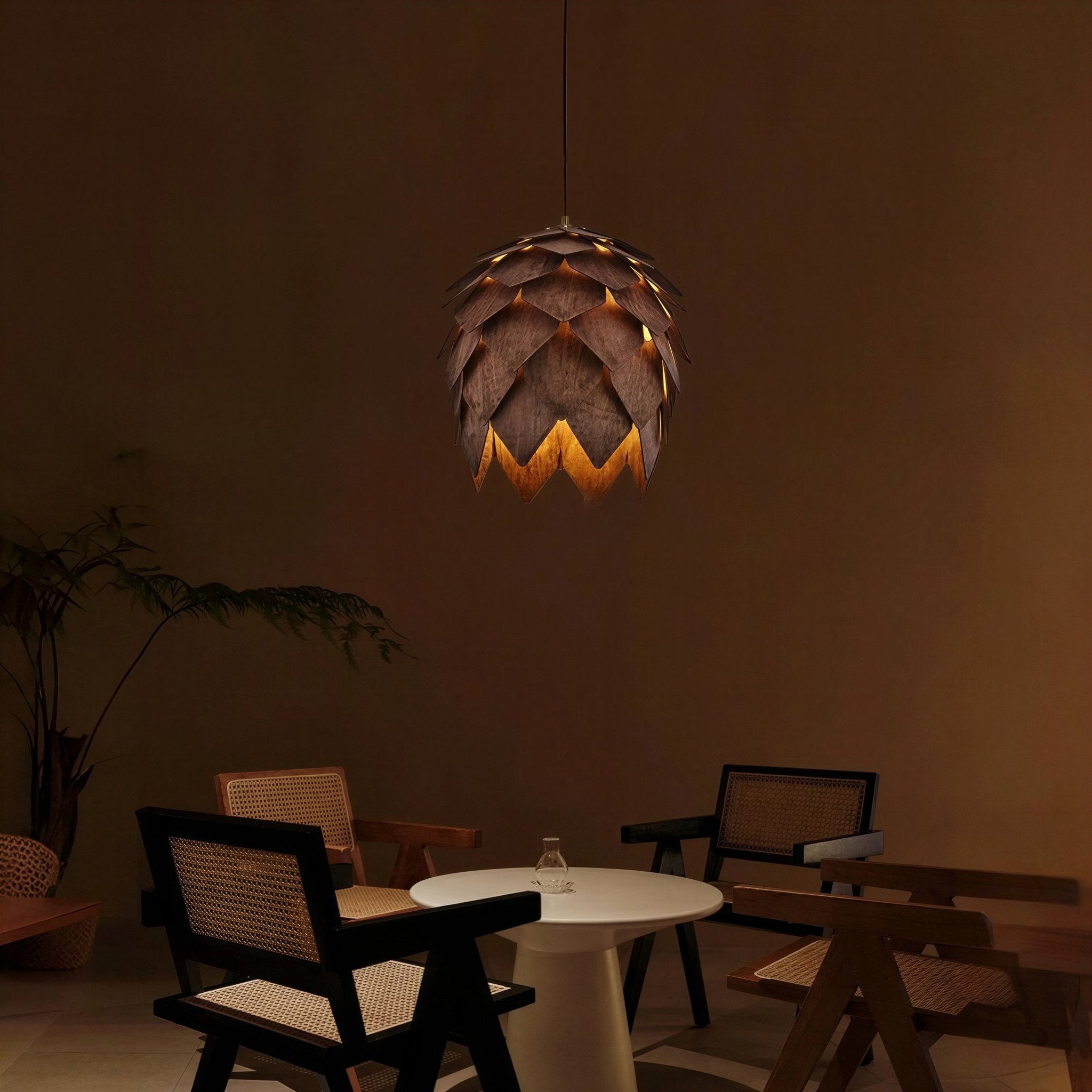 Suspension Luminaire Design Bois Massif Cône Nordique — 4 Tailles | 3 Couleurs