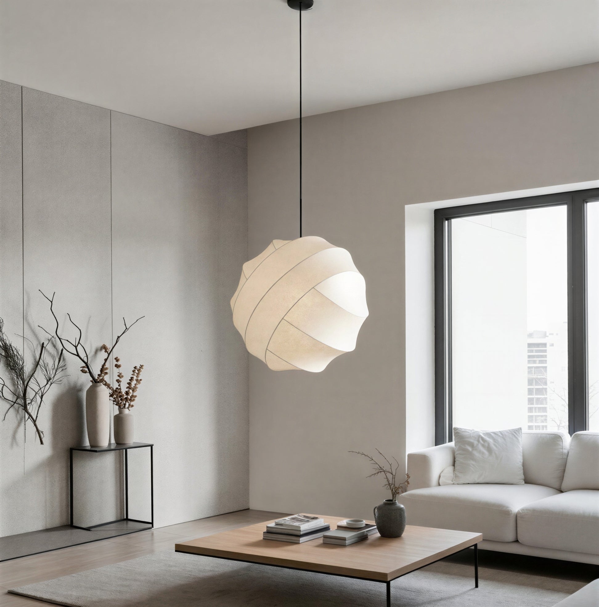 Suspension Luminaire Design Boule Papier de Riz Noguchi — 3 Tailles | D40 D50 D60 cm