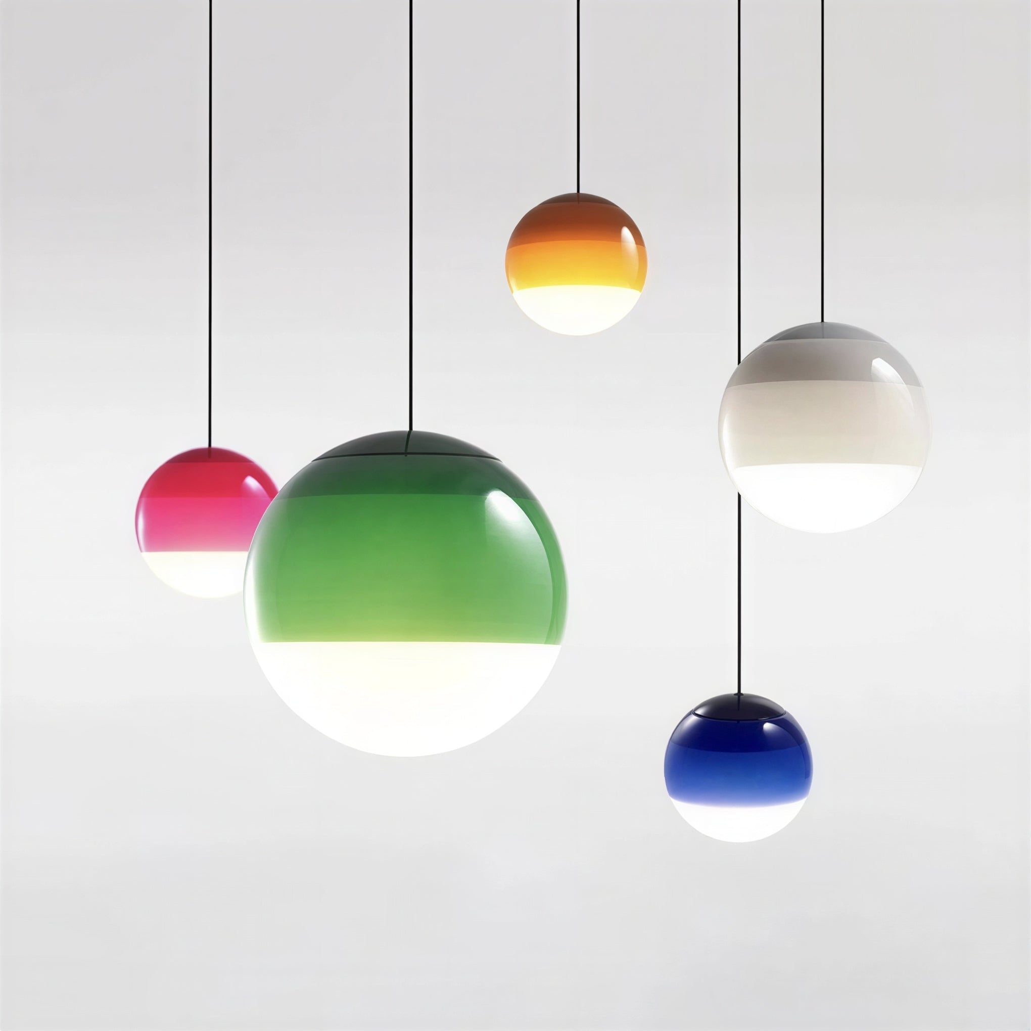 Suspension Luminaire Design Boule Verre Coloré Dégradé Nordique