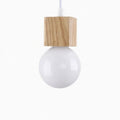 Suspension Luminaire Design Boule Verre Laiteux & Socle Bois Massif