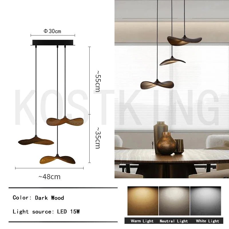 Suspension Luminaire Design Chapeau Bois Massif Art Déco