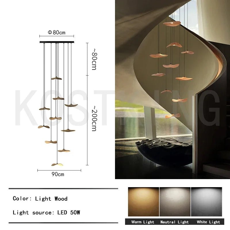Suspension Luminaire Design Chapeau Bois Massif Art Déco