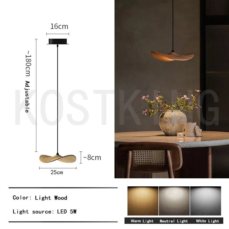 Suspension Luminaire Design Chapeau Bois Massif Art Déco
