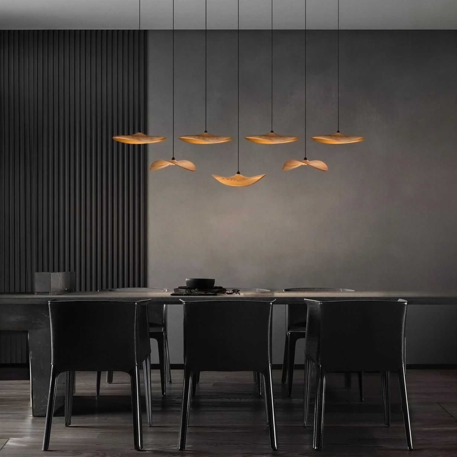 Suspension Luminaire Design Chapeau Bois Massif Art Déco
