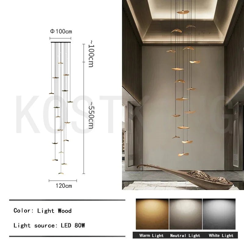 Suspension Luminaire Design Chapeau Bois Massif Art Déco