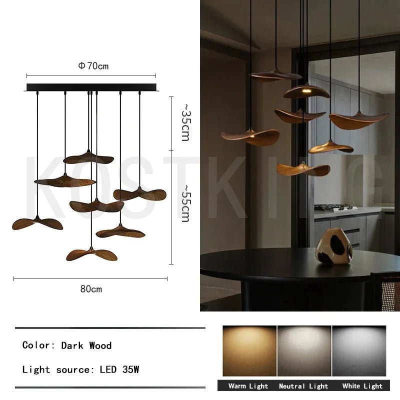 Suspension Luminaire Design Chapeau Bois Massif Art Déco