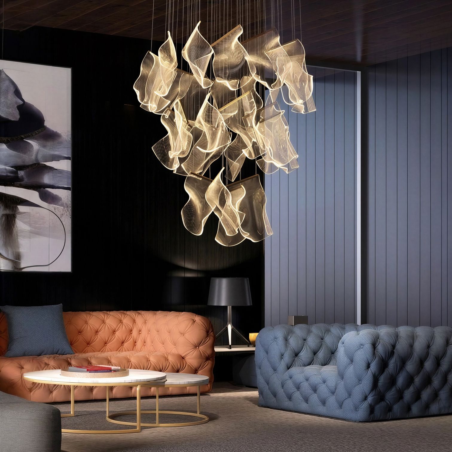 Suspension Luminaire Design Duplex Multi-Têtes