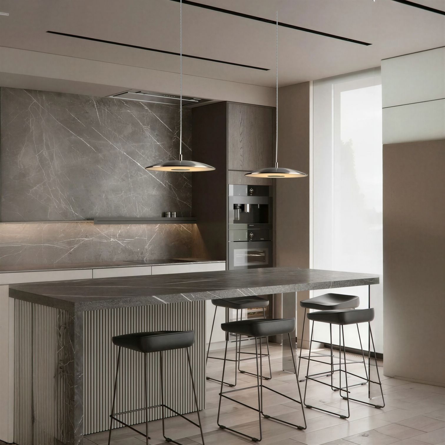Suspension Luminaire Design Eclipse Disque Chrome