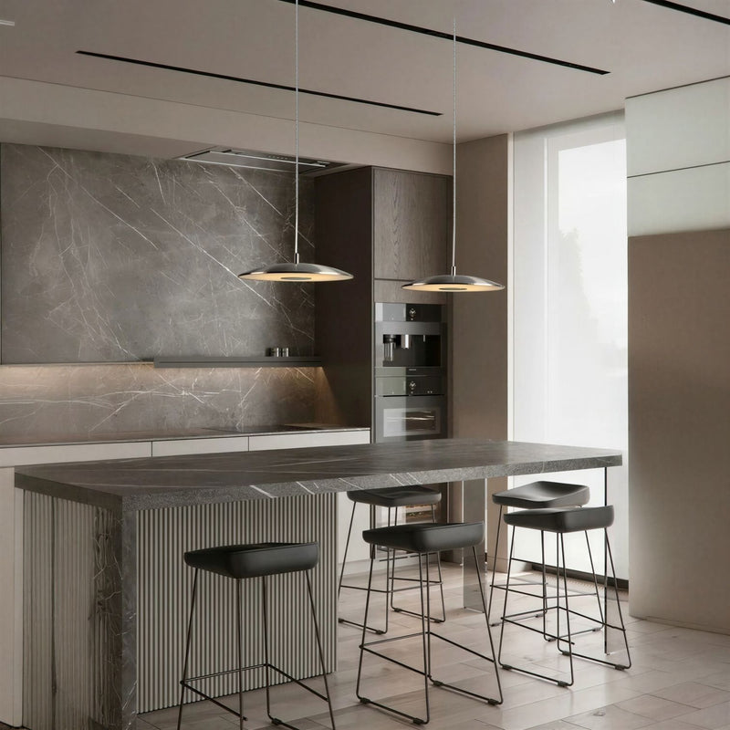 Suspension Luminaire Design Eclipse Disque Chrome