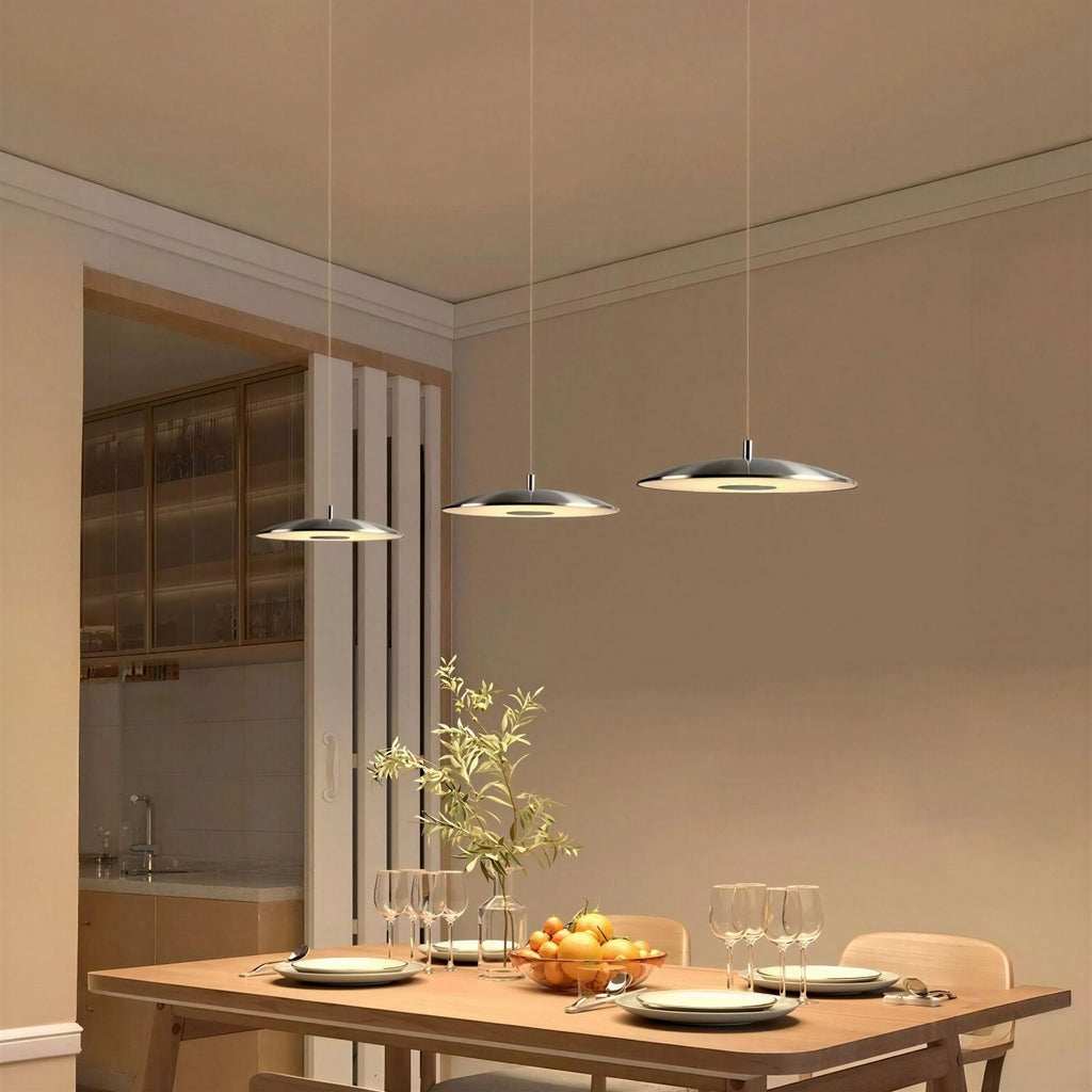 Suspension Luminaire Design Eclipse Disque Chrome