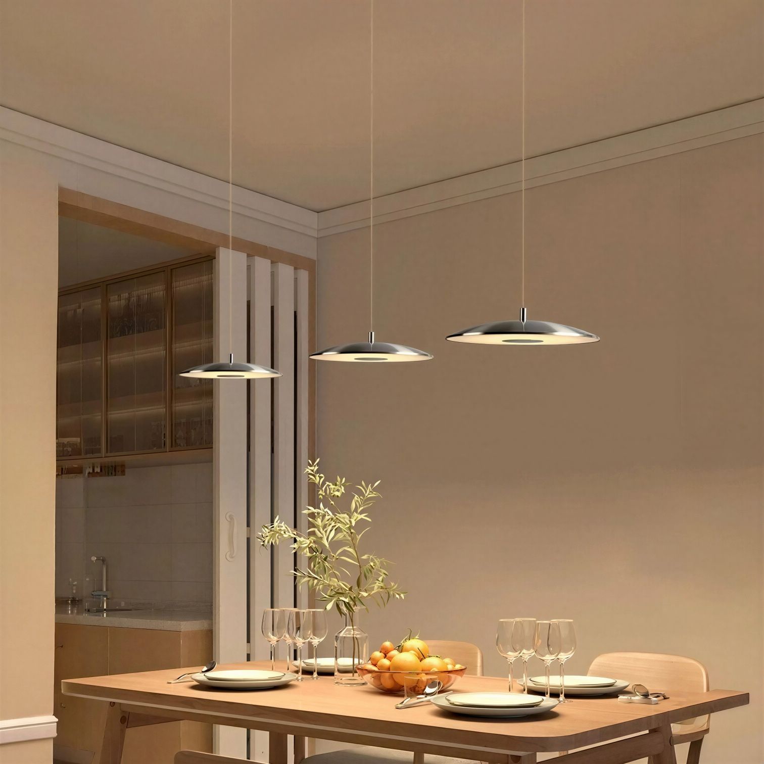 Suspension Luminaire Design Eclipse Disque Chrome