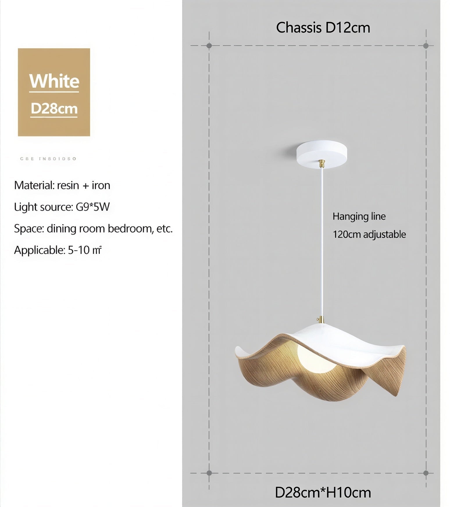 Suspension Luminaire Design Fleur Lotus Résine Effet Bois — Blanc ou Noir | D28 à D40cm