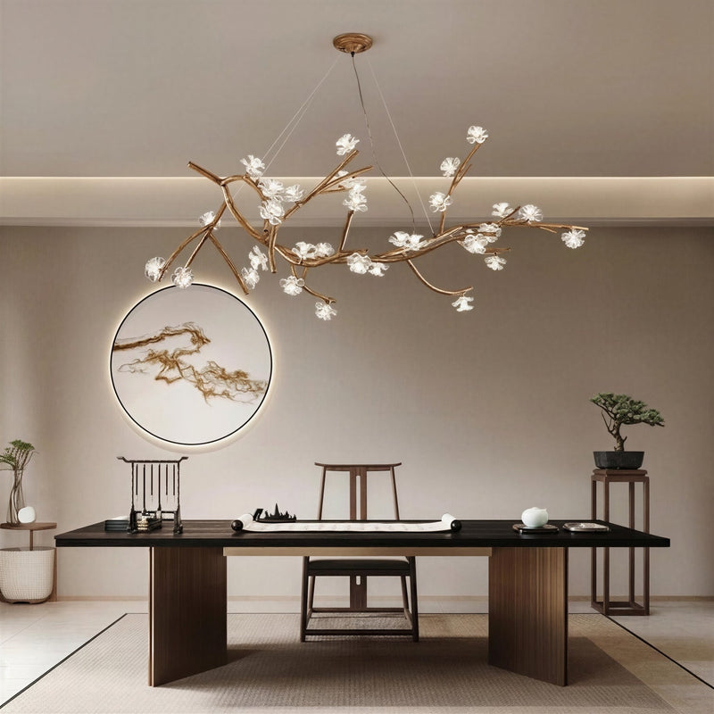 Suspension Luminaire Design Florale Art Moderne Bois