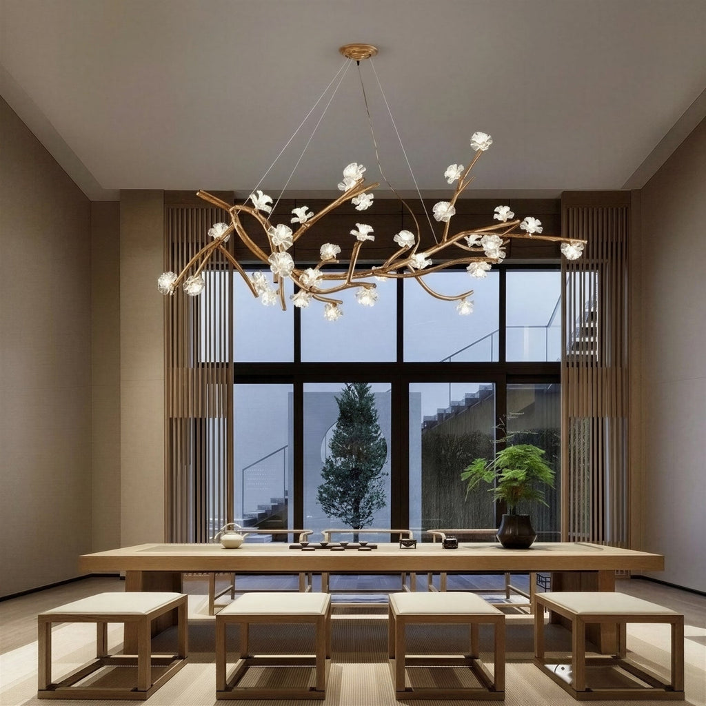 Suspension Luminaire Design Florale Art Moderne Bois