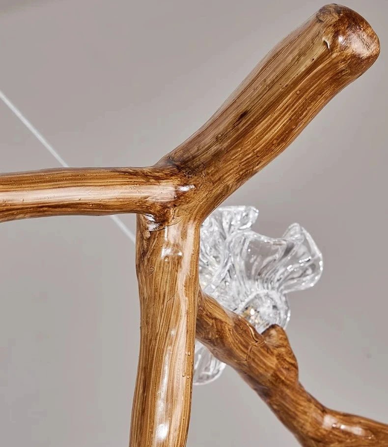 Suspension Luminaire Design Florale Art Moderne Bois