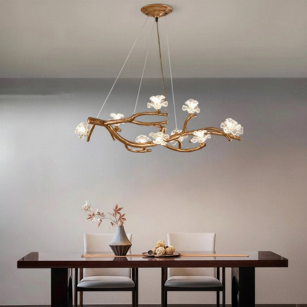 Suspension Luminaire Design Florale Art Moderne Bois