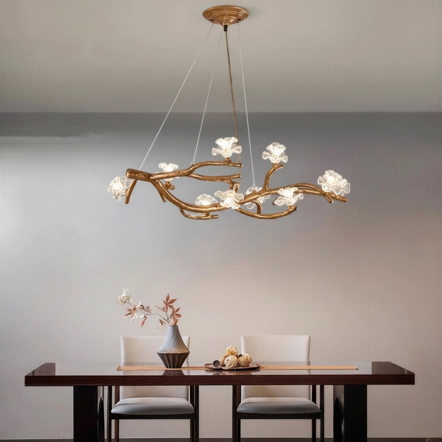Suspension Luminaire Design Florale Art Moderne Bois
