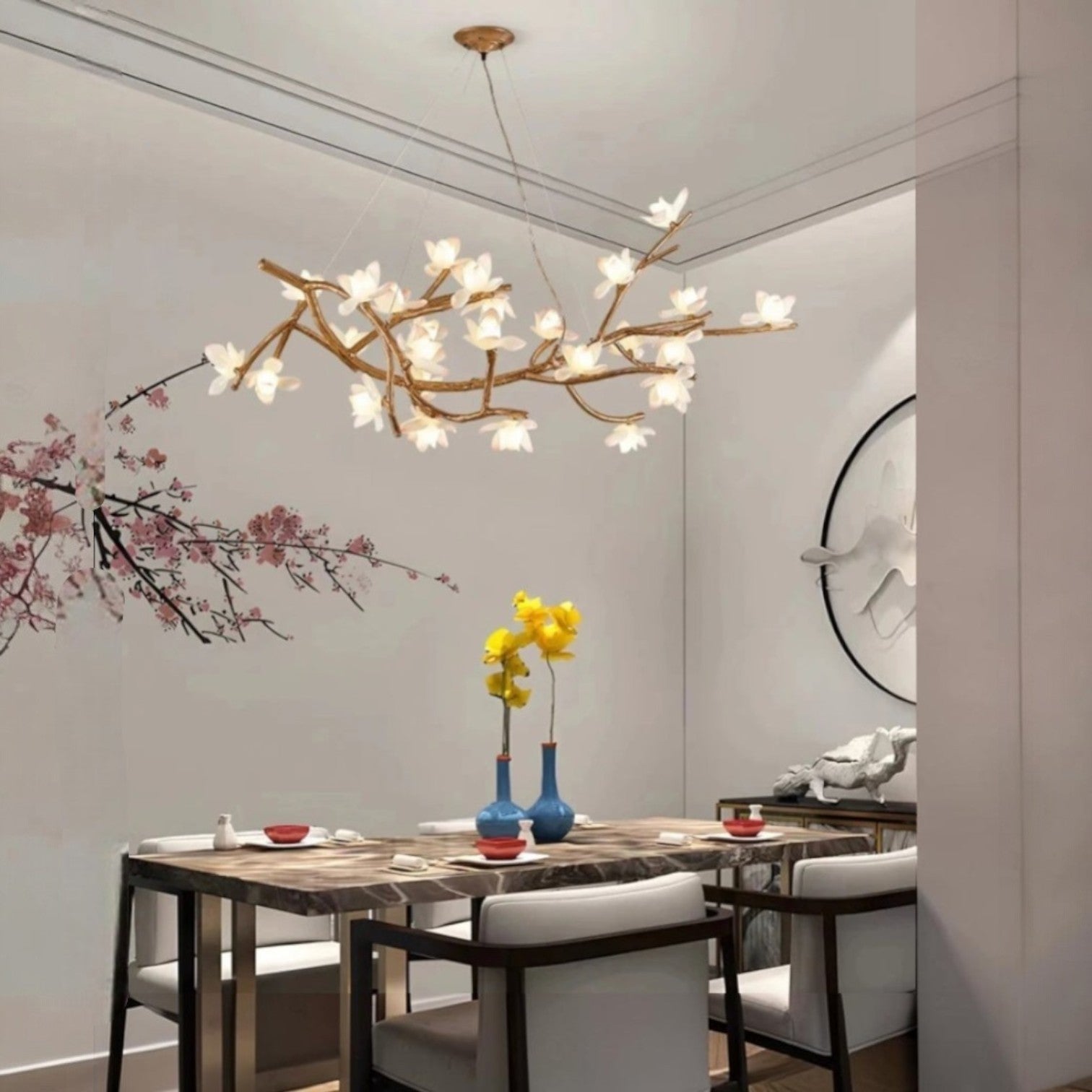 Suspension Luminaire Design Florale Art Moderne Bois