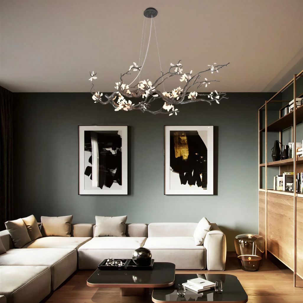 Suspension Luminaire Design Lustre Bonsaï Cuivre Art Déco