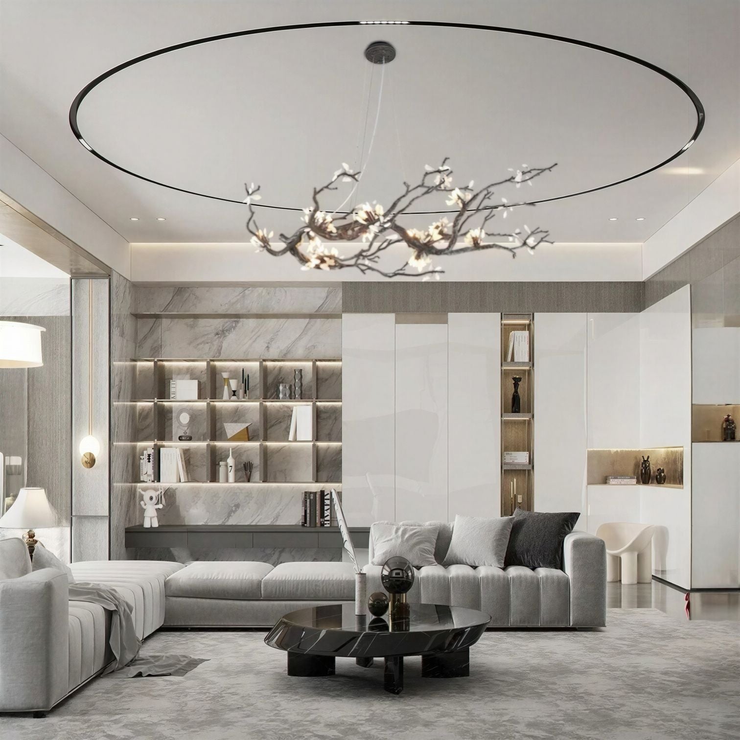 Suspension Luminaire Design Lustre Bonsaï Cuivre Art Déco